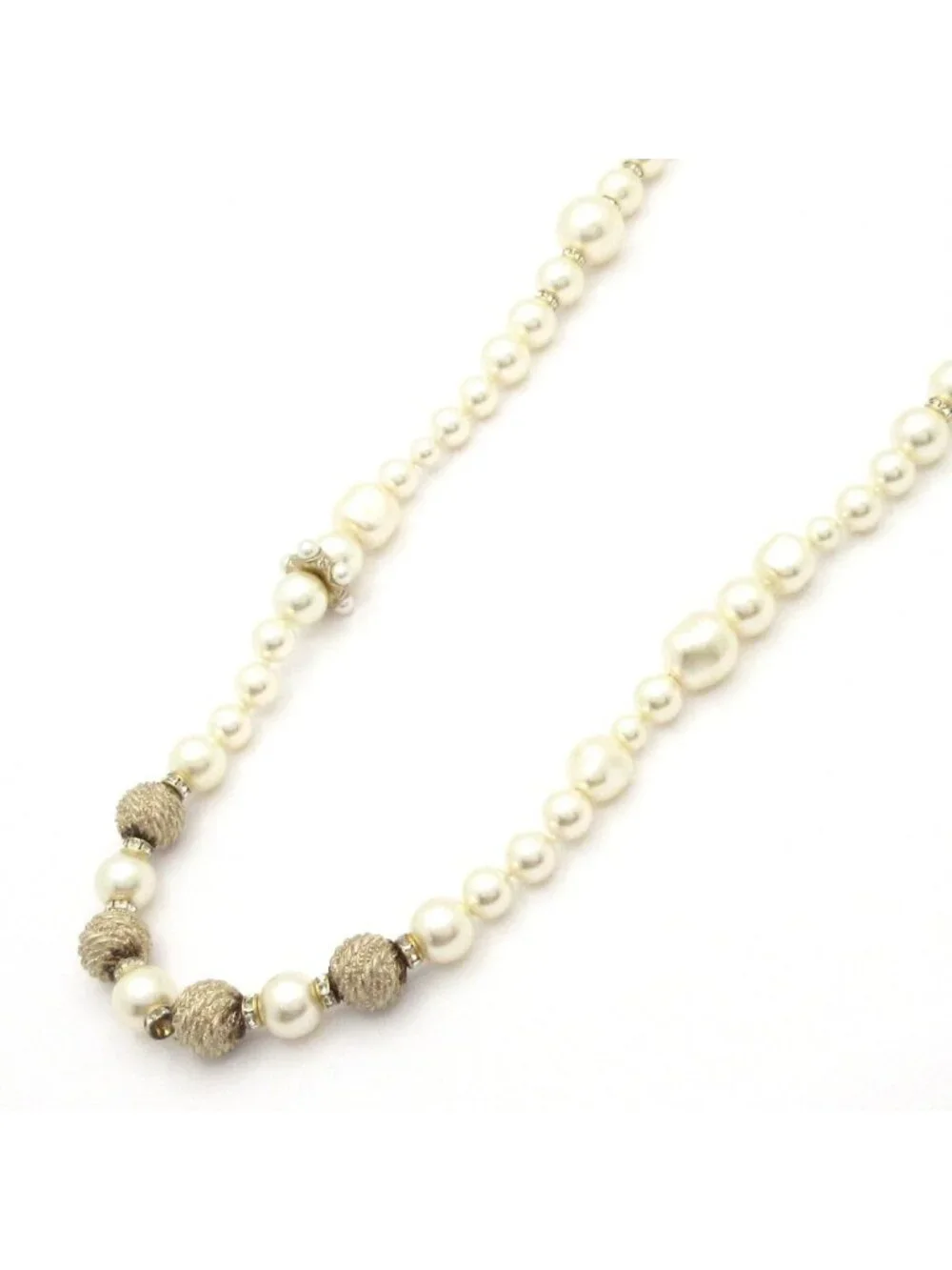 Chanel Necklace Ivory Gold Clear CC Logo Long